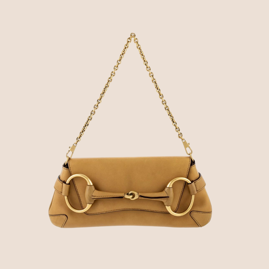 GUCCI TAN LEATHER HORSEBIT 1955 CLUTCH BAG