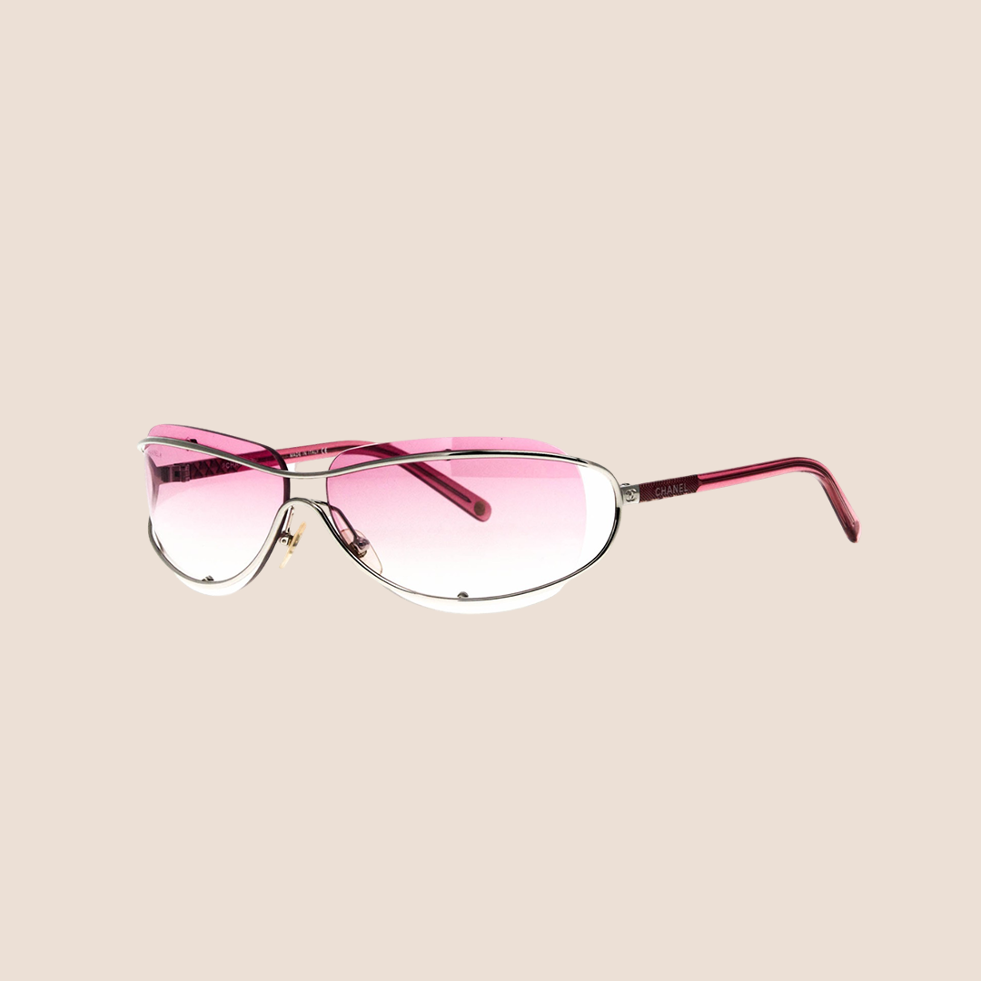 CHANEL 90s PINK TINTED METAL FRAME SUNGLASSES