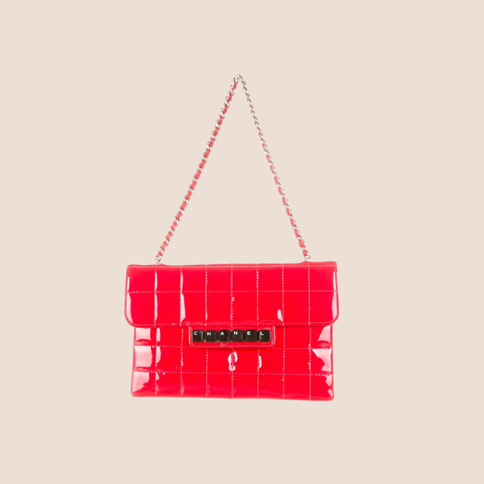 CHANEL RED DIGITAL KEYBOARD LOGO CHAIN SHOULDER BAG