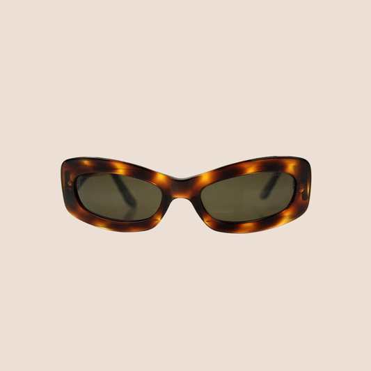 CHANEL 90s BROWN TORTOISE FRAME QUILTED SUNGLASSES