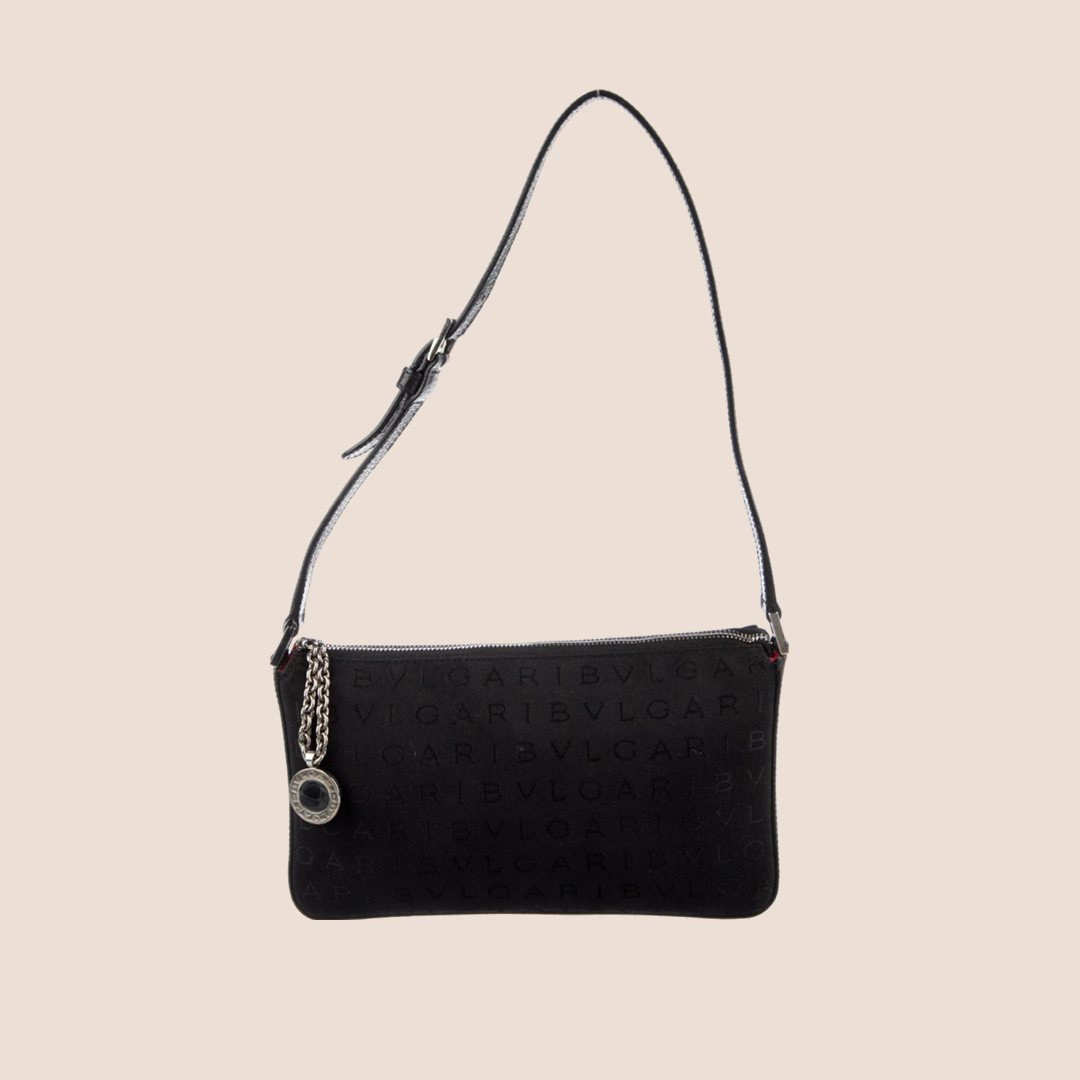 BLVGARI BLACK LOGO MINI SHOULDER BAG