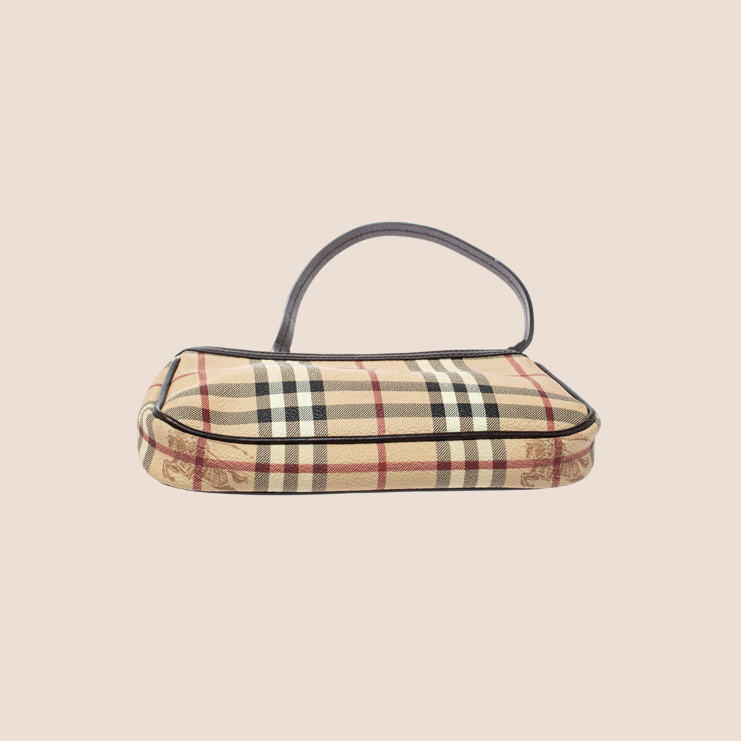 BURBERRY BROWN HAYMARKET MINI SHOULDER BAG