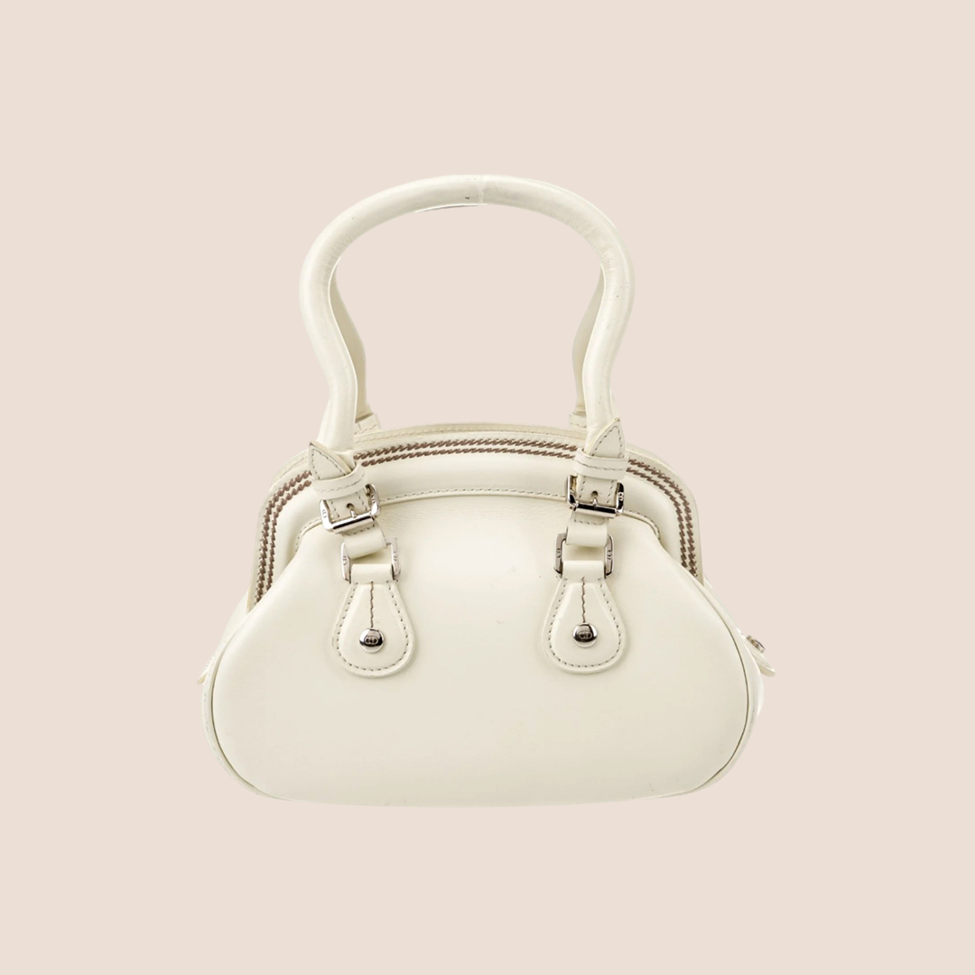 CHRISTIAN DIOR WHITE LEATHER MINI DETECTIVE BAG