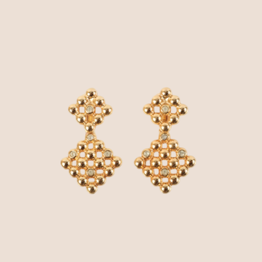 CHRISTIAN DIOR 1980s DIAMOND SHAPE RHINESTONE SWING EARRINGS