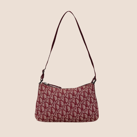 CHRISTIAN DIO BURGUNDY DIORISSIMO TROTTER SHOULDER BAG