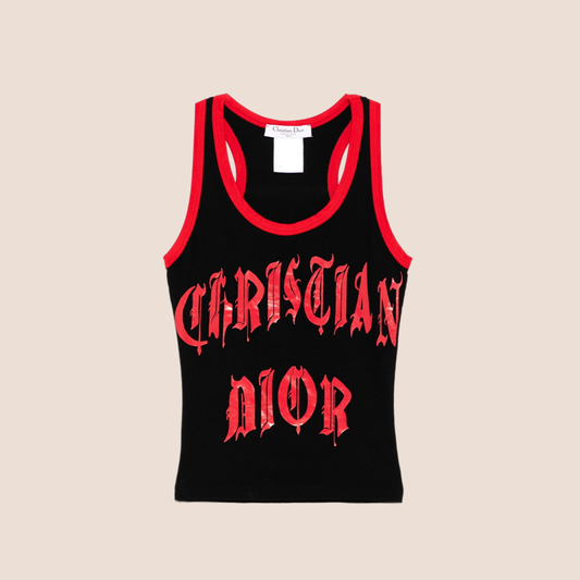 CHRISTIAN DIOR 2002 BLACK & RED GOTHIC LOGO TOP