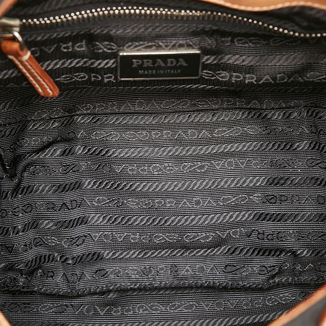 PRADA TAN & BLACK BELTED SHOULDER BAG