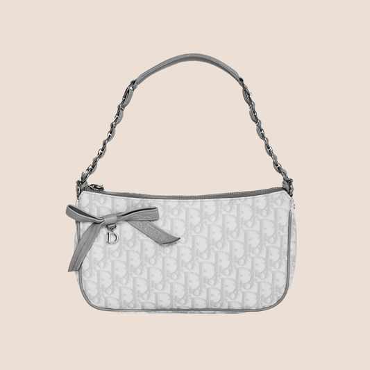 CHRISTIAN DIOR 2007 WHITE & GREY ROMANTIQUE TROTTER MINI SHOULDER BAG