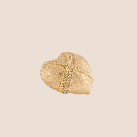 CHRISTIAN DIOR 1990s GOLD-TONE HEART BROOCH