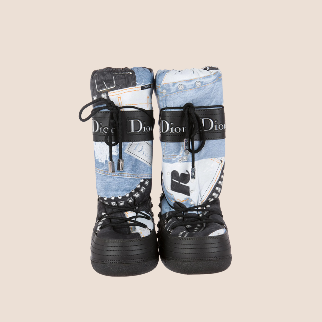 CHRISTIAN DIOR DENIM PRINT MOON BOOTS