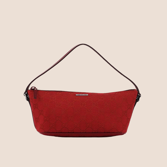 GUCCI RED MONOGRAM BOAT POCHETTE