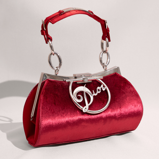 CHRISTIAN DIOR 2000s RED VELVET DIVA BAG