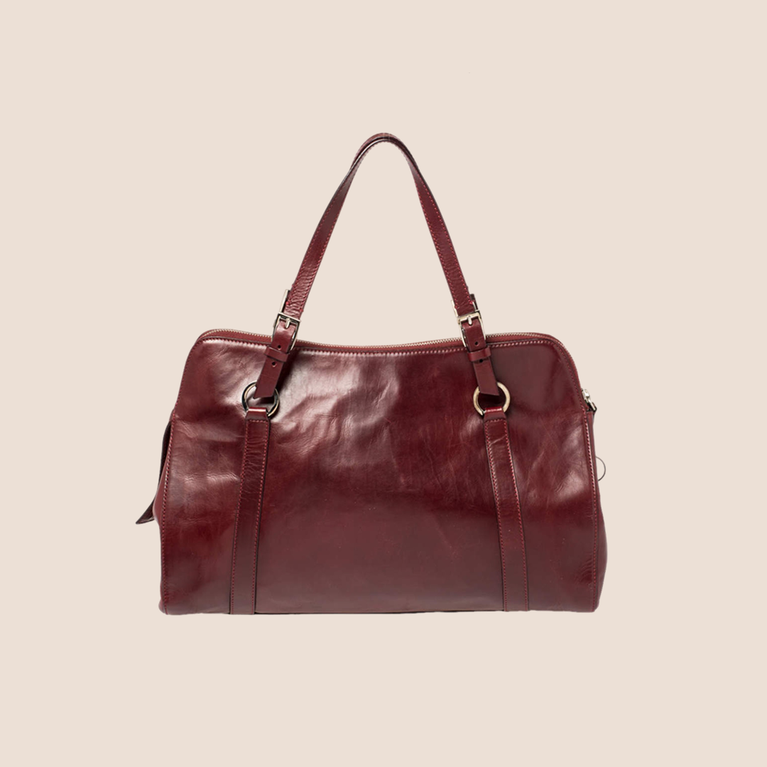 CHRISTIAN DIOR BURGUNDY LEATHER PIERCED HARDCORE TOTE BAG