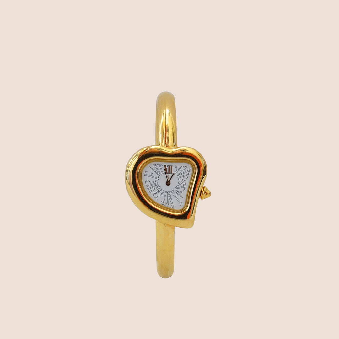 YVES SAINT LAURENT GOLD "LOVE" HEART BANGLE WATCH