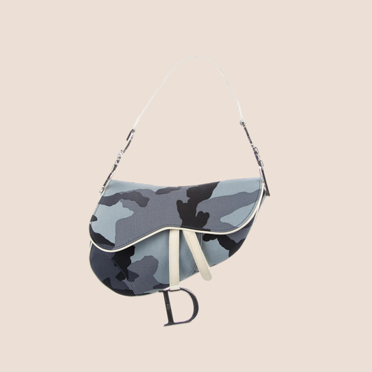 CHRISTIAN DIOR 2002 BLUE CAMOUFLAGE SADDLE BAG