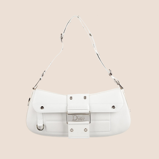 CHRISTIAN DIOR 2005 WHITE LEATHER STREET CHIC COLUMBUS BAG