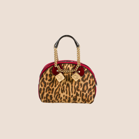 CHRISTIAN DIOR 2004 LEOPARD PRINT PONY HAIR GAMBLER BAG