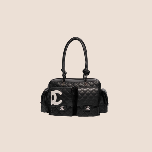 CHANEL 2005 CAMBON BLACK REPORTER BAG