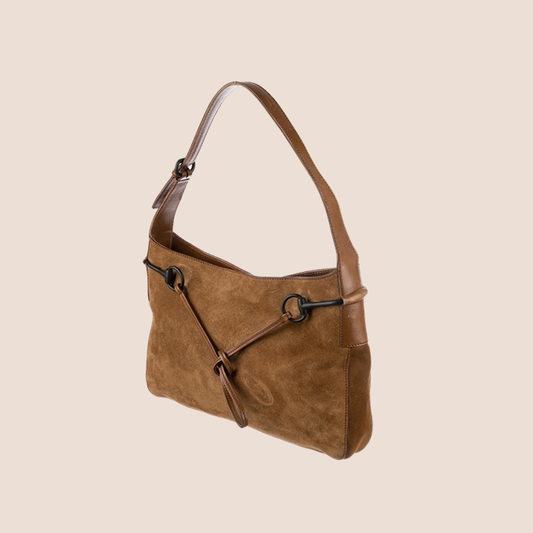 GUCCI BROWN SUEDE HORSEBIT HOBO BAG