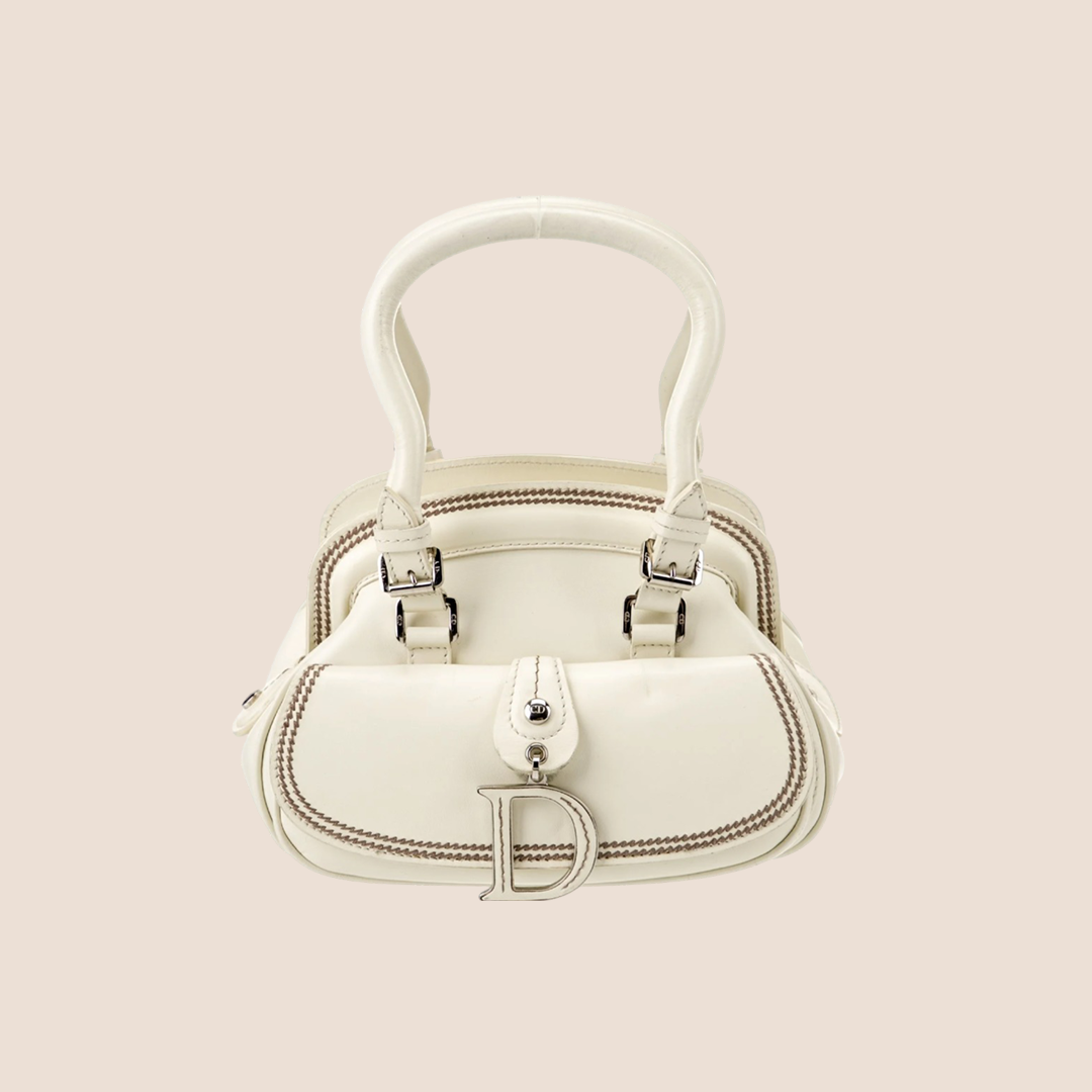 CHRISTIAN DIOR WHITE LEATHER MINI DETECTIVE BAG