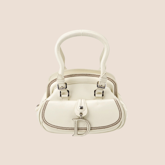 CHRISTIAN DIOR WHITE LEATHER MINI DETECTIVE BAG