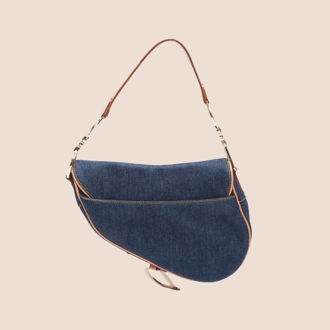 CHRISTIAN DIOR 2001 BLUE DENIM SADDLE BAG