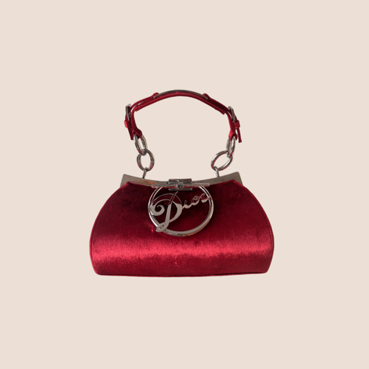 CHRISTIAN DIOR 2000s RED VELVET DIVA BAG