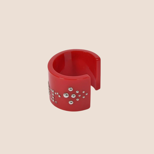 CHRISTIAN DIOR RHINESTONE RED CUFF BRACELET