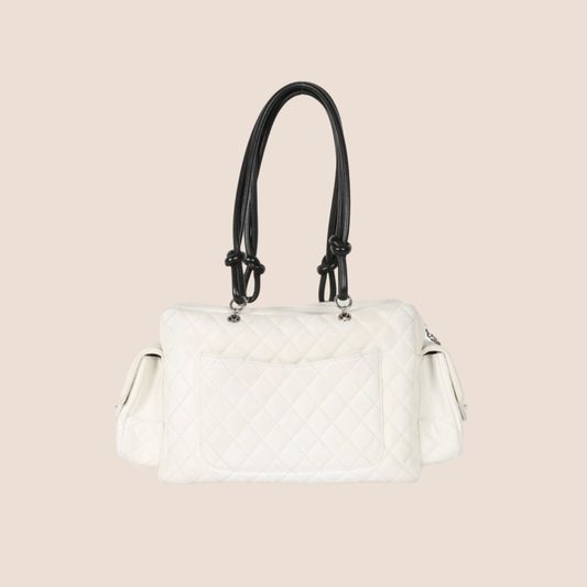 CHANEL WHITE QUILTED CAMBON MULTIPOCKET REPORTER BAG