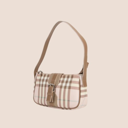 BURBERRY PALE PINK NOVA CHECK SHOULDER BAG