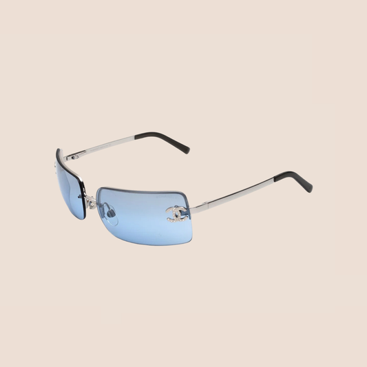 CHANEL BLUE CC LOGO CRYSTAL SUNGLASSES