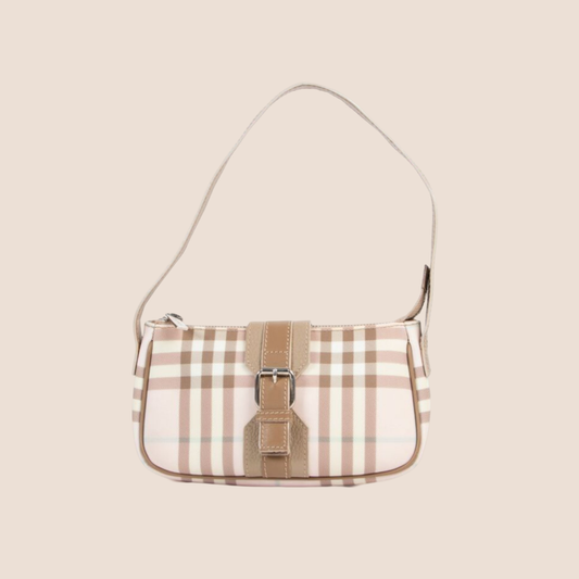 BURBERRY PALE PINK NOVA CHECK SHOULDER BAG