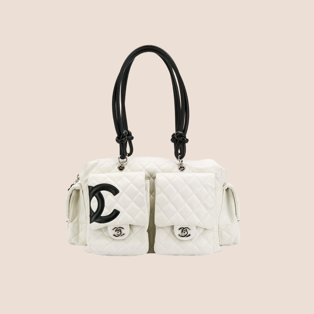 CHANEL WHITE QUILTED CAMBON MULTIPOCKET REPORTER BAG