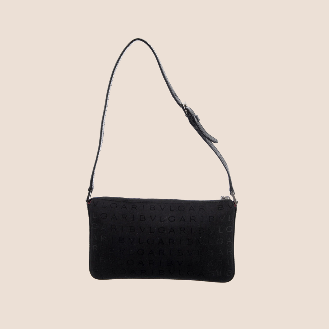 BLVGARI BLACK LOGO MINI SHOULDER BAG