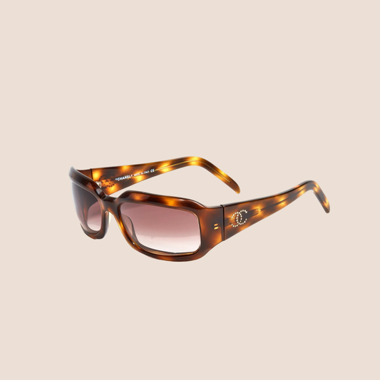 CHANEL 90s BROWN TORTOISE FRAME CC LOGO SUNGLASSES