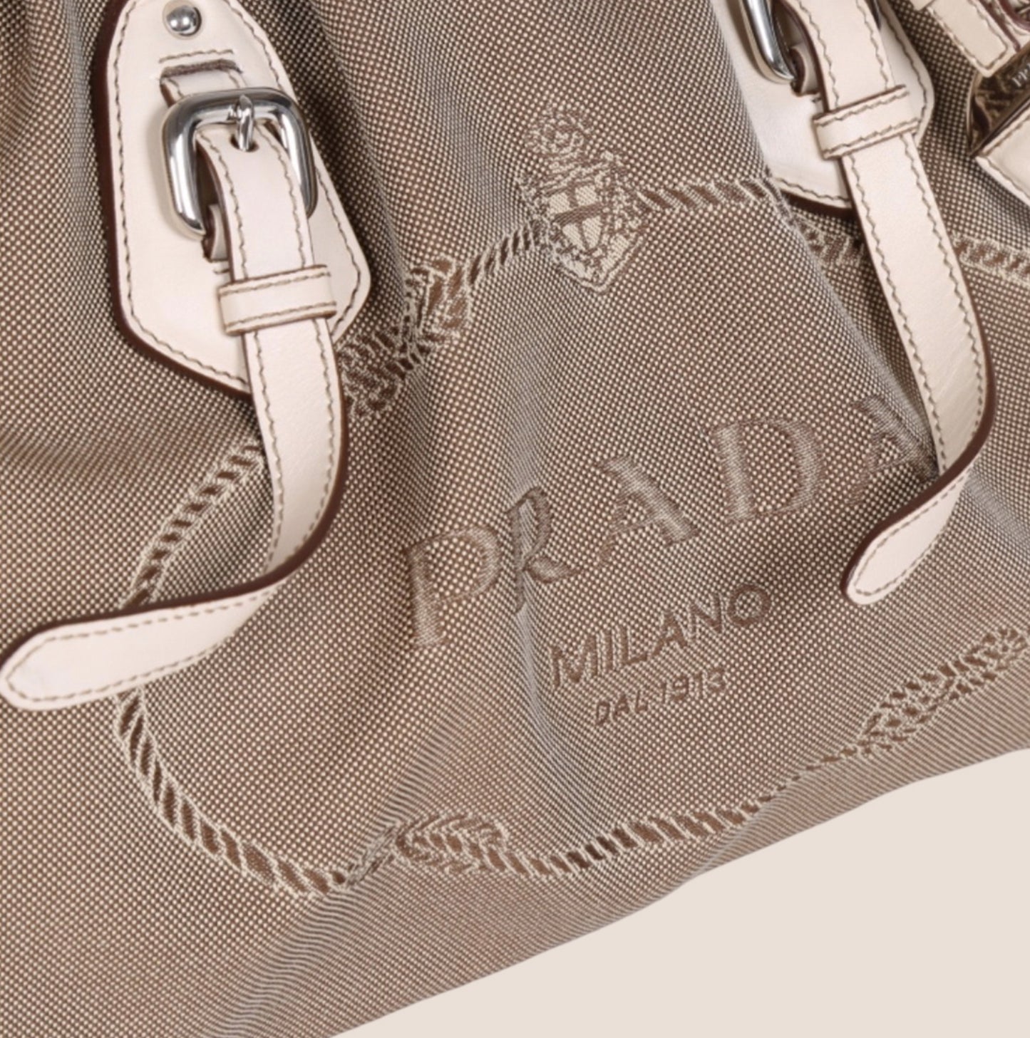 PRADA 2000s JACQUARD LOGO FRAME HANDBAG