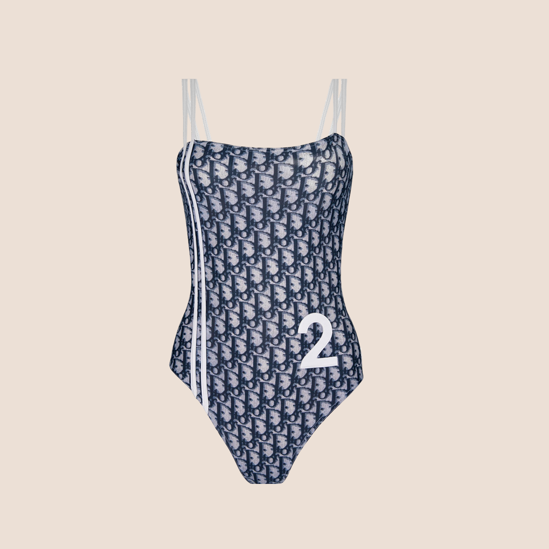 CHRISTIAN DIOR NAVY TROTTER ONE-PIECE