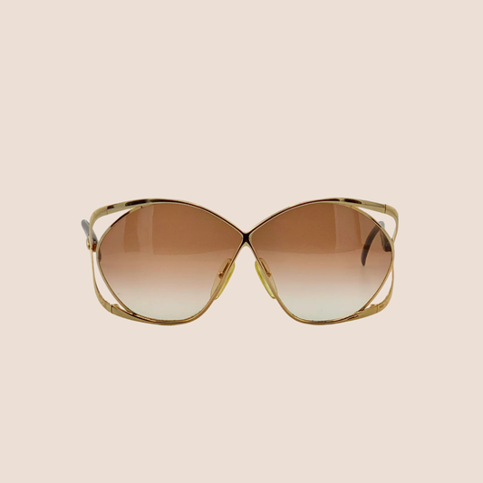 CHRISTIAN DIOR 1980s GOLD FRAME BUTTERFLY SUNGLASSES