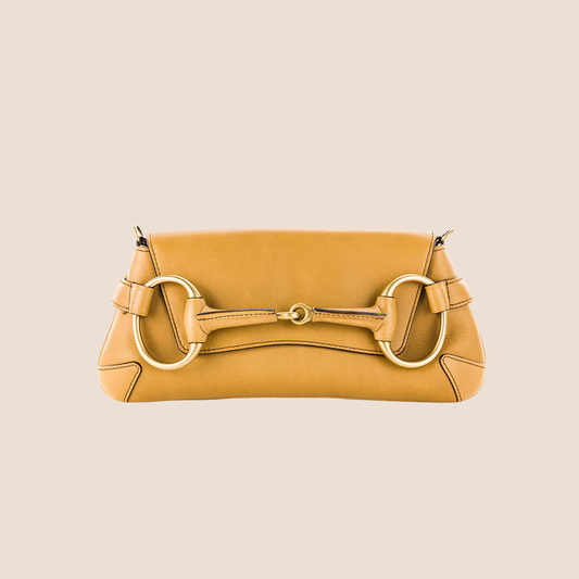 GUCCI TAN LEATHER HORSEBIT 1955 CLUTCH BAG