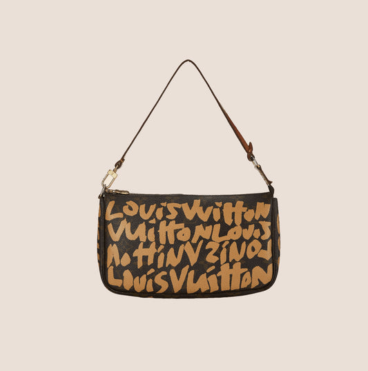 LOUIS VUITTON x STEPHEN SPROUSE BROWN MONOGRAM GRAFFITI POCHETTE ACCESSOIRES