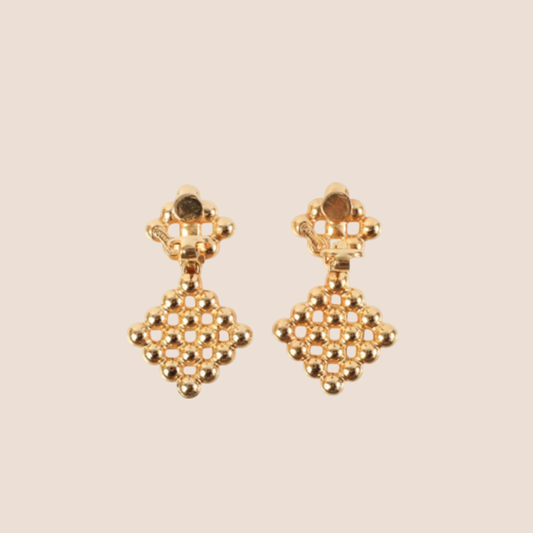 CHRISTIAN DIOR 1980s DIAMOND SHAPE RHINESTONE SWING EARRINGS