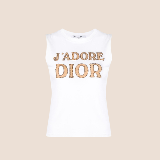 CHRISTIAN DIOR "J'ADORE DIOR" PATCH LOGO SLEEVELESS TOP