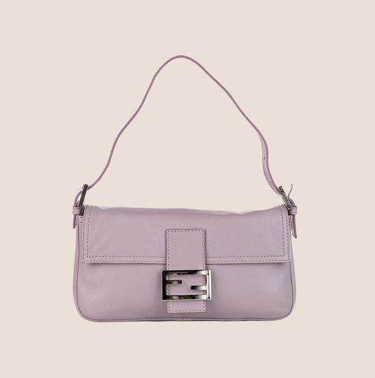 FENDI LILAC LEATHER BAGUETTE BAG