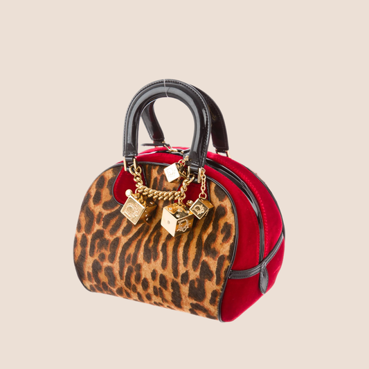 CHRISTIAN DIOR 2004 LEOPARD PONYHAIR DICE GAMBLER BAG