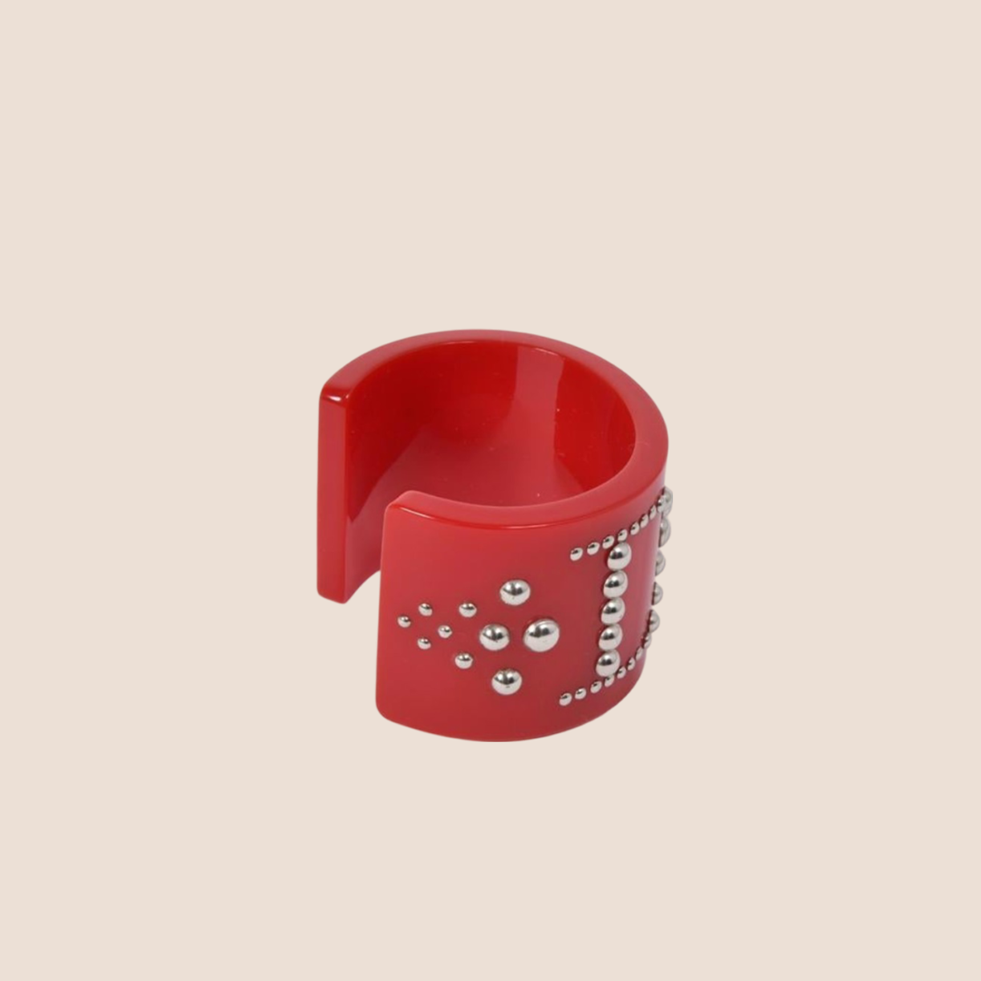 CHRISTIAN DIOR RHINESTONE RED CUFF BRACELET