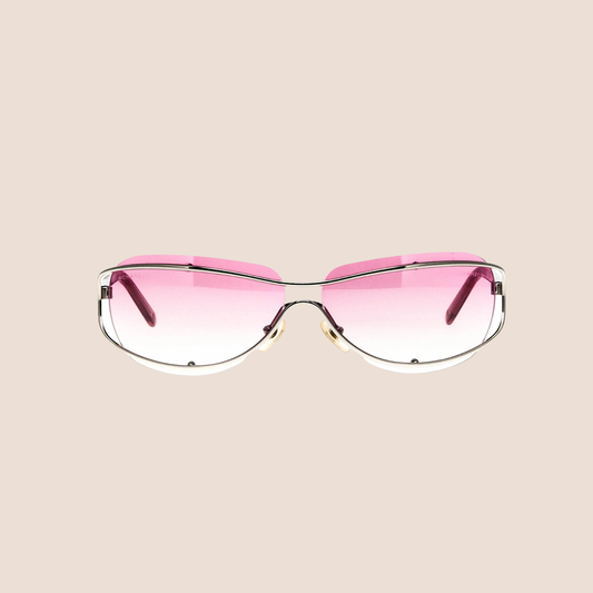 CHANEL 90s PINK TINTED METAL FRAME SUNGLASSES