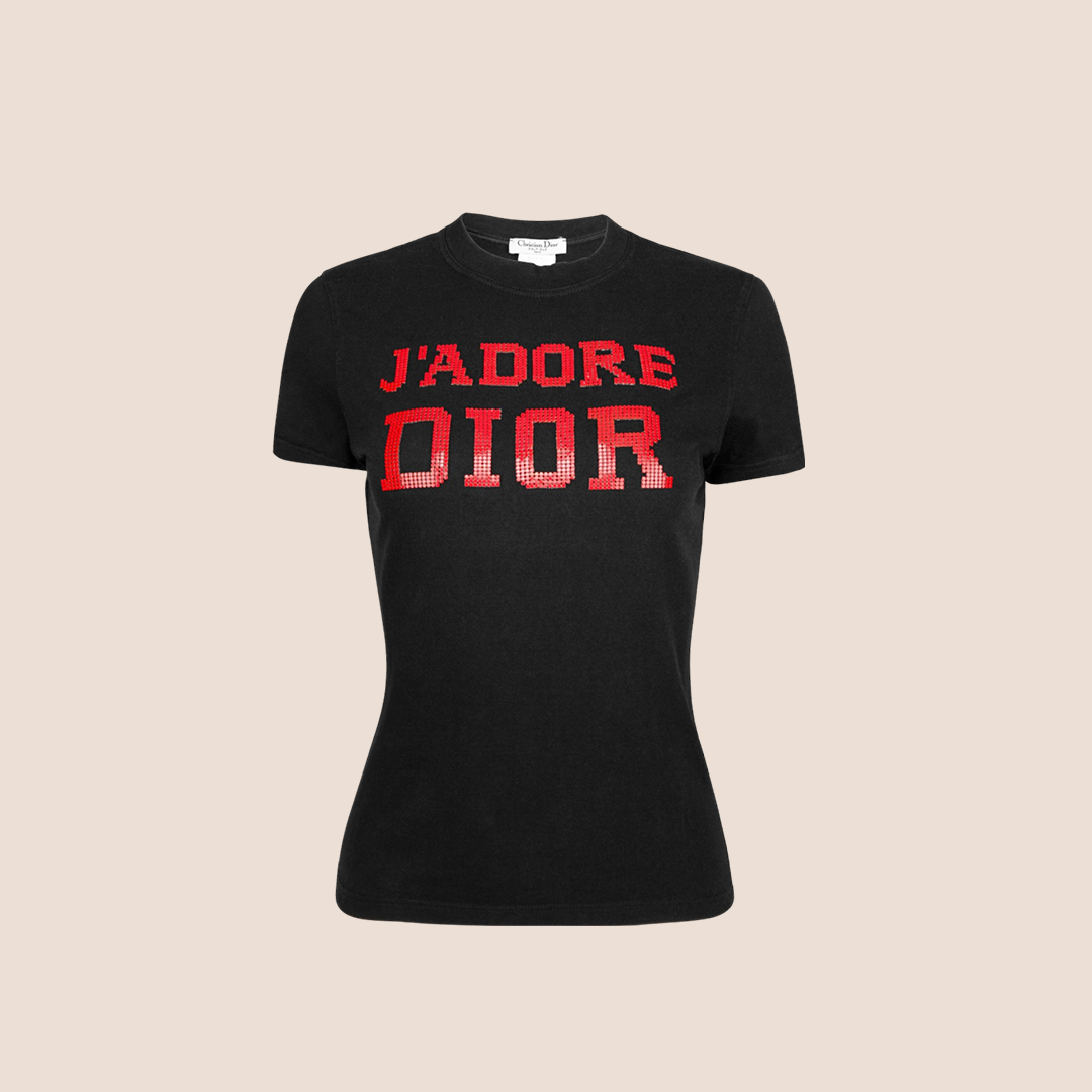 CHRISTIAN DIOR "J'ADORE DIOR" METAL LOGO T-SHIRT