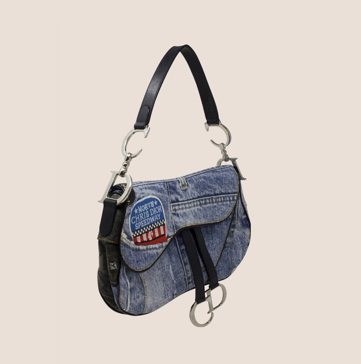 CHRISTIAN DIOR 2001 SPEEDWAY DENIM SADDLE BAG