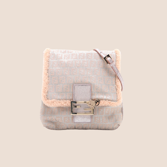 FENDI ZUCCHINO CANVAS PINK & SILVER CROSSBODY BAG