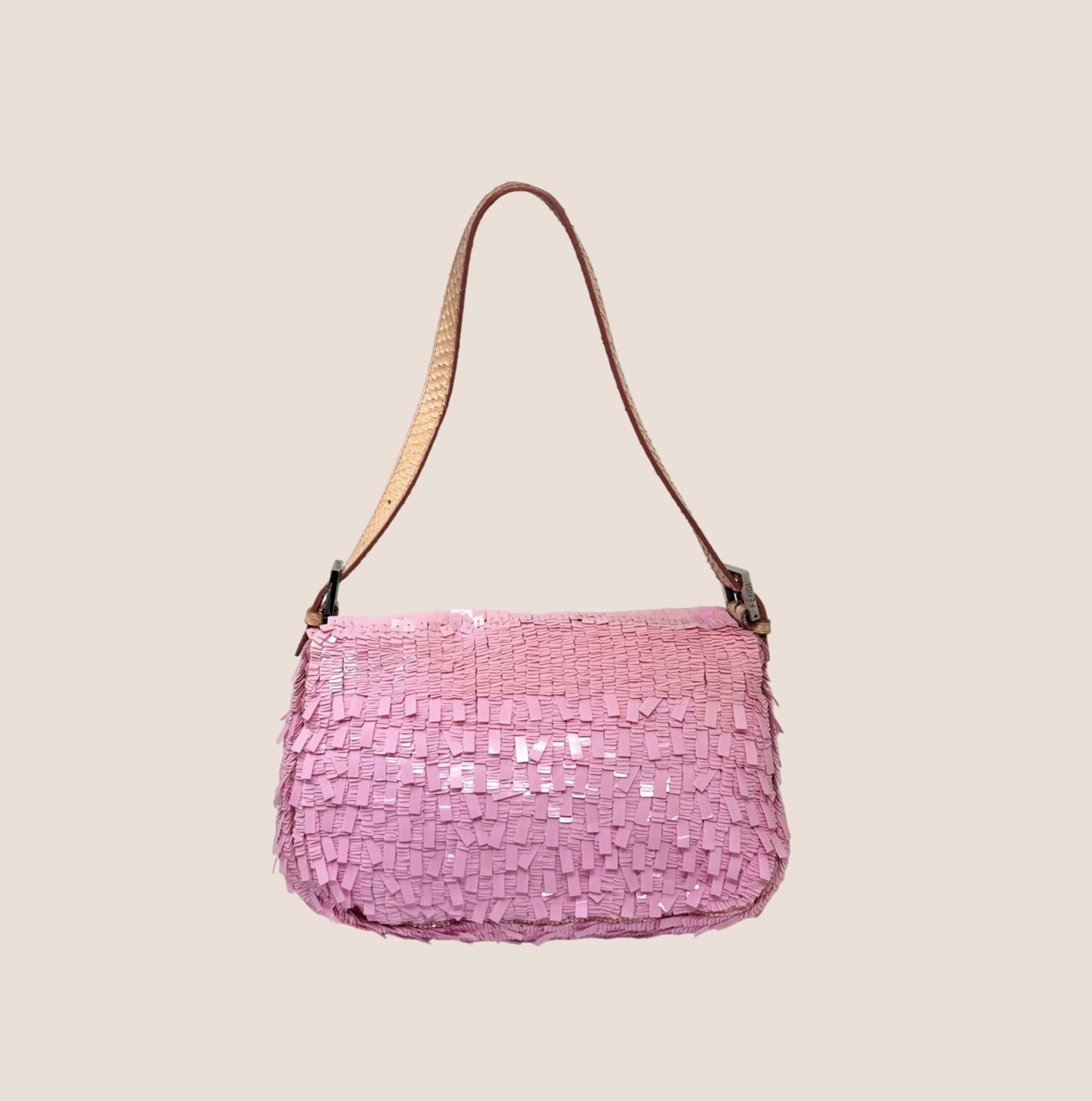 FENDI 2000s PINK SEQUIN MAMMA BAGUETTE BAG